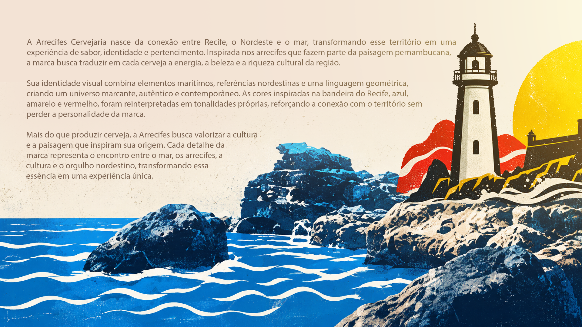Ilustração artística da orla recifense e marca Arrecifes