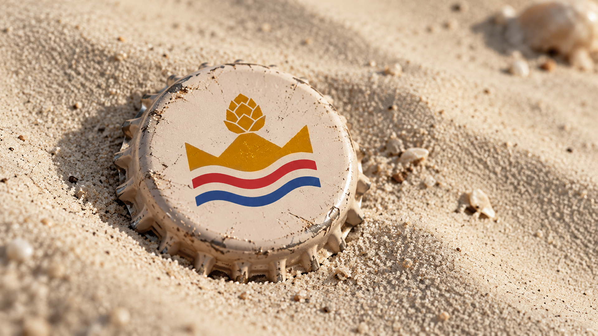 Tampinha da cerveja Arrecifes pousada na areia