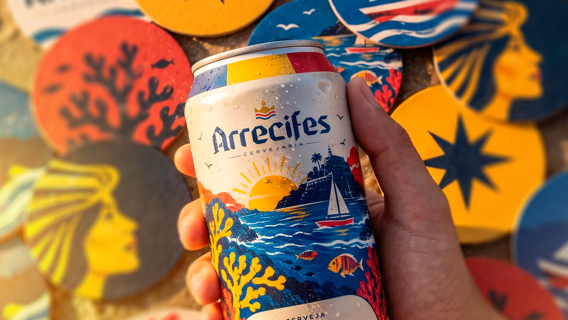 Growler com a marca Arrecifes gravada